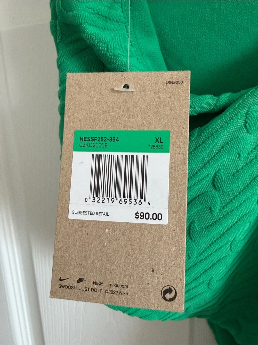 Nike Swoosh Link Terry Y-Back One Piece Swimsuit Green XL NWT Adjustable